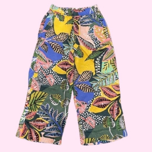 Cynthia Rowley Tropical/Floral 100% Linen Wide Leg Pants - Picture 1 of 8